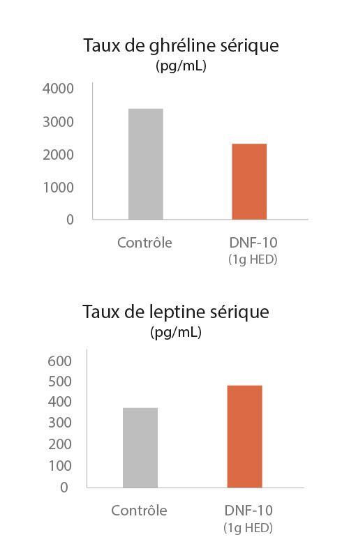Les effets de DNF-10® sur les taux de leptine et ghréline
